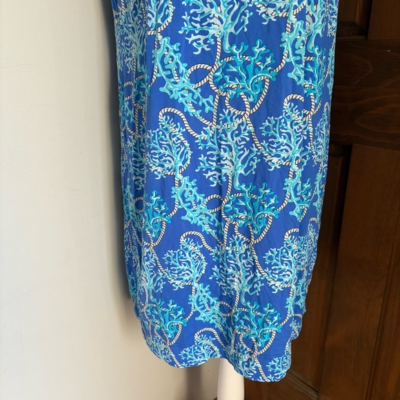 Lulu B Plus 1X Blue Summer Coral Knotical Print Sleeveless Summer Dress Beachy - Picture 3 of 8